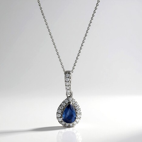 Collana in oro con Zaffiro Ceylon Blu