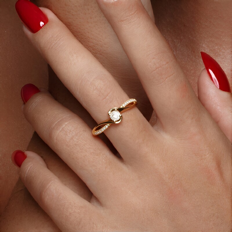 I2 Schokoladen-Brillant-Goldring (SUHANA)