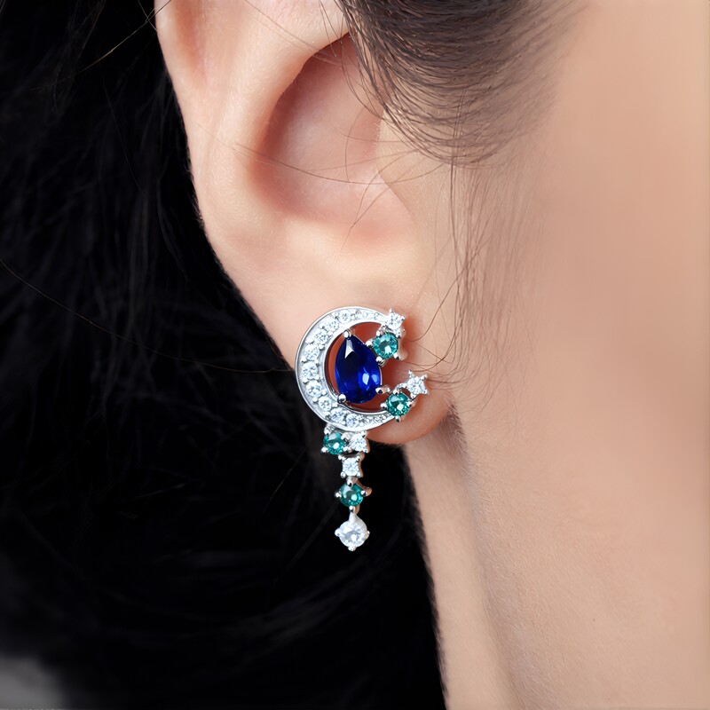 Pendientes en plata con Cianita de Nepal