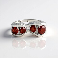 Anello in argento con Granato Mozambico