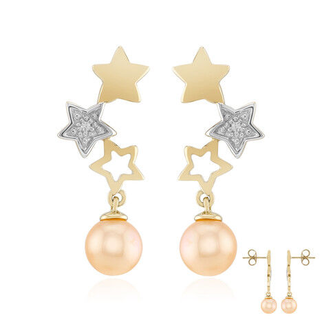 Pendientes en plata con Perla Ming durazno (TPC)