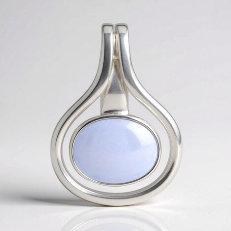 Ciondolo in argento con Calcedonio Blu