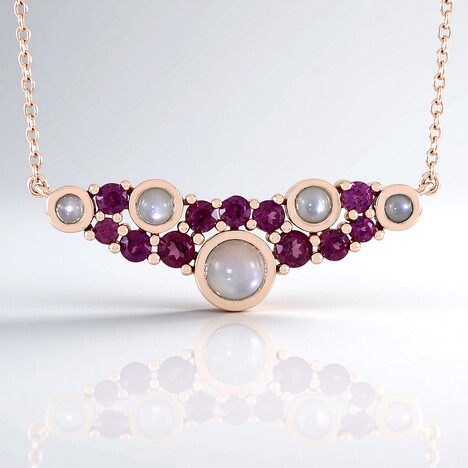 Collana in argento con Pietra di Luna Bianca (KM by Juwelo)