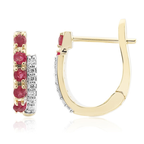 Boucles d'oreilles en or et Béryl rouge