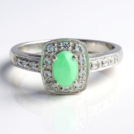 Bague en argent et Chrysoprase impériale