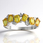 Bague en argent et Saphir jaune de Ceylan
