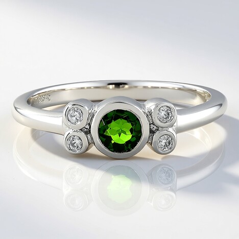Anello in argento con Diopside Russo