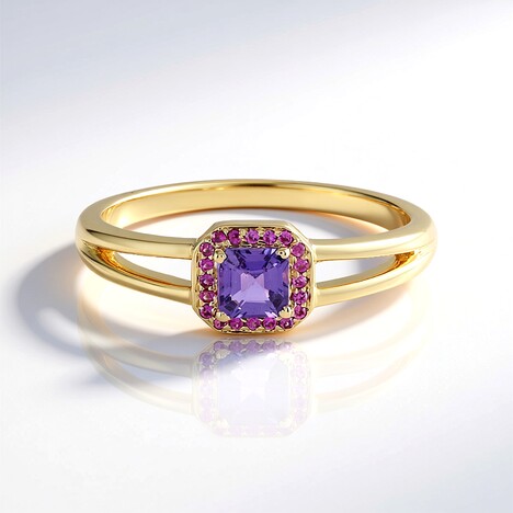 Anello in oro con Zaffiro Ceylon Porpora (non riscaldato)
