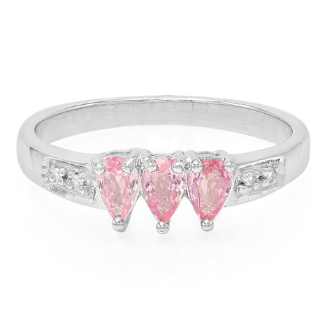 Anello placcato in platino con Zaffiro Padparadscha