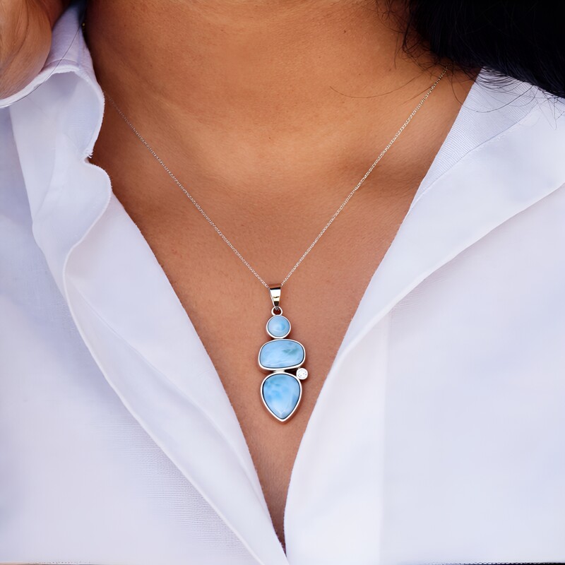 Larimar Silver Pendant