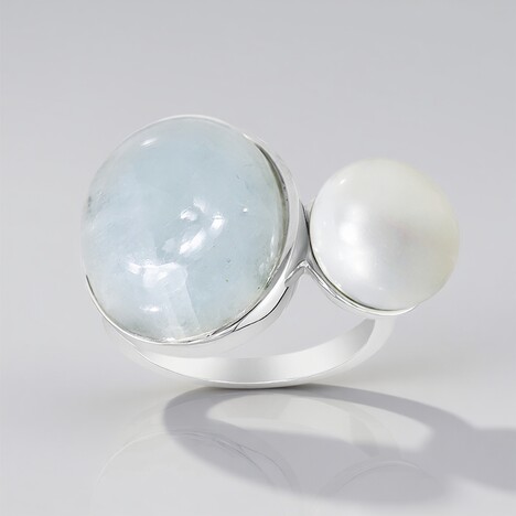 Anello in argento con Pietra di Luna Arcobaleno (MONOSONO COLLECTION)