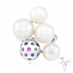 Gouden ring met een Witte zoetwater kweekparel