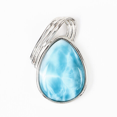 Zilveren hanger met een larimar