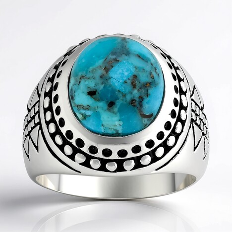 Bague en argent et Turquoise bleue de Mohavie (Jones Lee)