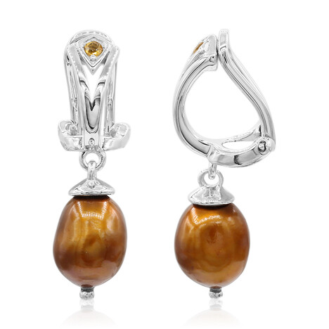 Orecchini con chiusura a clip in argento con Perla di Acqua Dolce (TPC)
