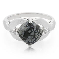 Bague en argent et Obsidienne Flocon-de-Neige