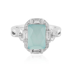 Anillo en plata con Calcedonia agua
