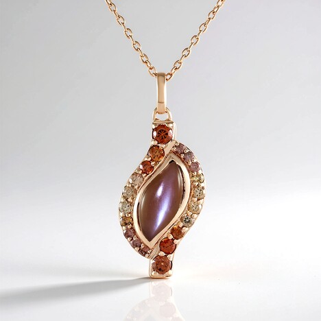 Collana in argento con Pietra di Luna Cioccolato (KM by Juwelo)