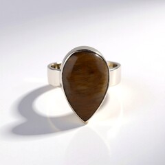 Anello in argento con Legno Fossile