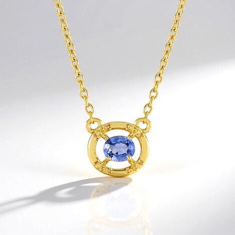 Collana in argento con Zaffiro Ceylon Blu