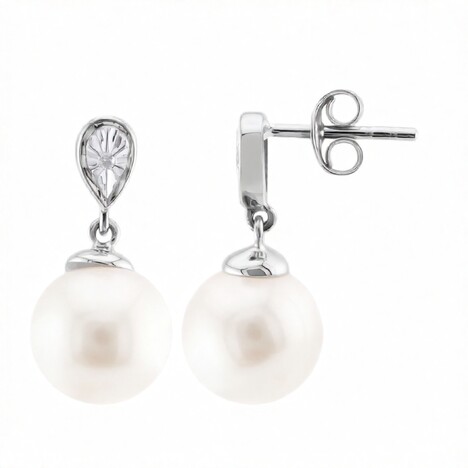 Weiße Süßwasserzuchtperlen-Goldohrringe (TPC)