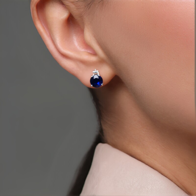Boucles d'oreilles en or et Saphir bleu de Ceylan (CIRARI)