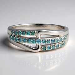 Anello placcato in platino con Diamante Blu Royal