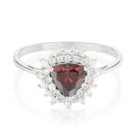 Red Zircon Silver Ring