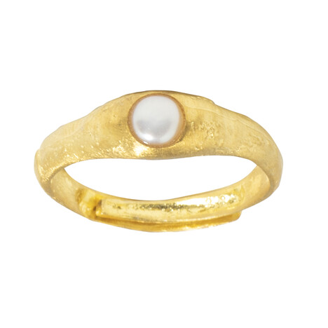 Zilveren ring met een Witte zoetwater kweekparel (Joias do Paraíso)