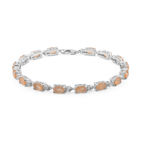 Brazalete en plata con Cuarzo durazno pastel