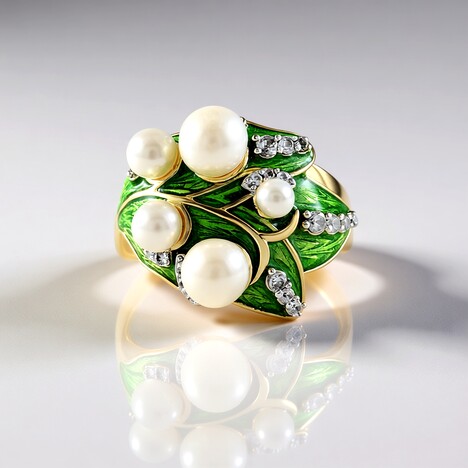 Anello in argento con Perla d'Acqua Dolce Bianca (Adela Silber)