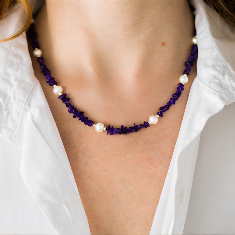 Zambian Amethyst Silver Necklace (Riya)