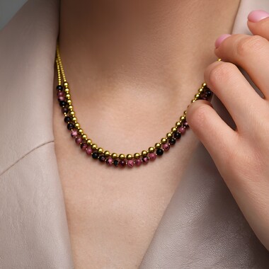 Collana in argento con Rodonite (Riya)