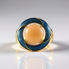 Anello in argento con Pietra di Luna Pesca (Adela Silber)
