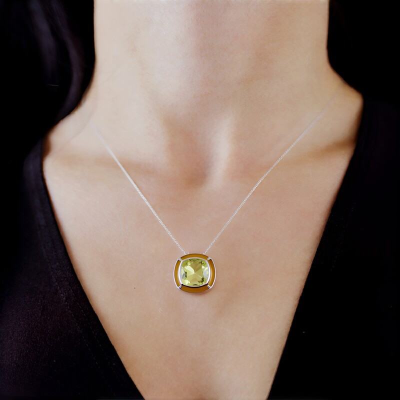 Ciondolo in argento con Quarzo Limone (MONOSONO COLLECTION)