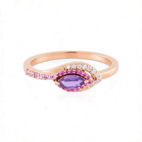 Anillo en oro con Zafiro de Ceilán púrpura no calentado