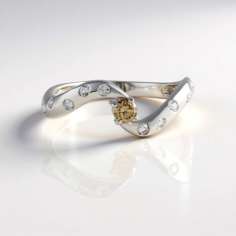 Anello in argento con Diamante Champagne I2 (de Melo Essence)