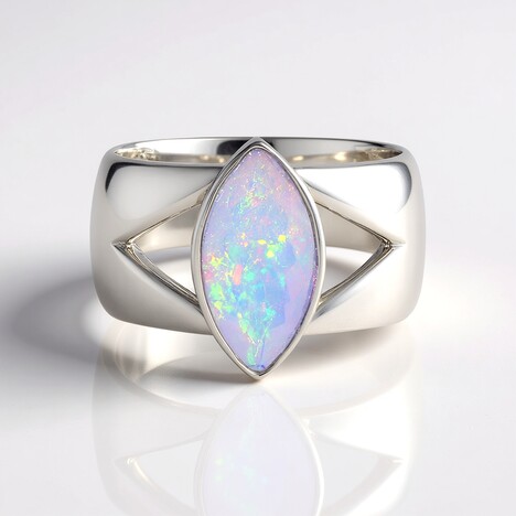 Anello in argento con Opale di Welo AAA (de Melo Essence)