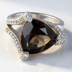 Anello in argento con Quarzo Fumè