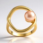 Anello in argento con Perla Ming color Pesca (TPC)