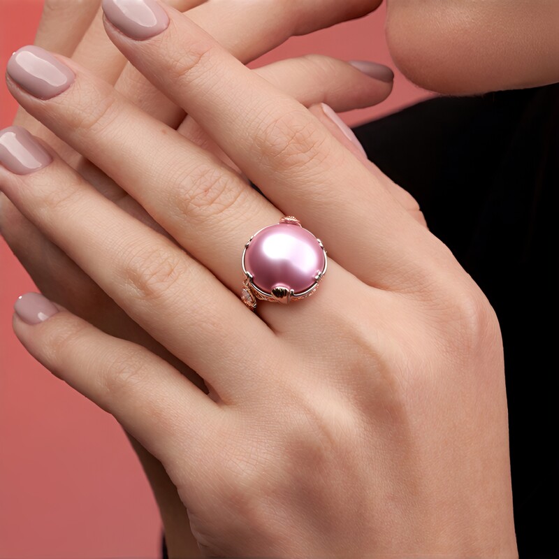 Anillo en plata con Perla rosa Mabe (Gems en Vogue)