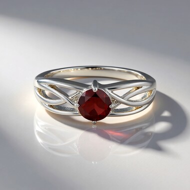 Anillo en plata con Granate de Mozambique