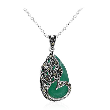 Grüner Achat-Silberhalskette