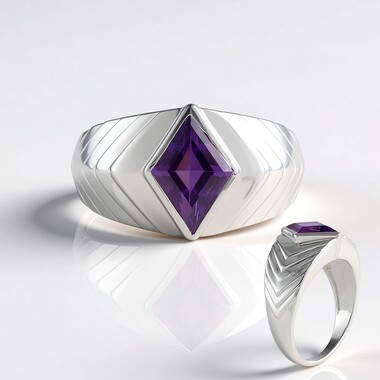 Anello in argento con Ametista Siberiana (de Melo Essence)
