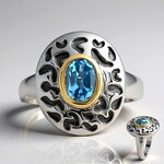 Anello in argento con Topazio Blu Svizzero (Remy Rotenier)