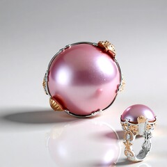 Anello in argento con Perla Mabe Rosa (Gems en Vogue)