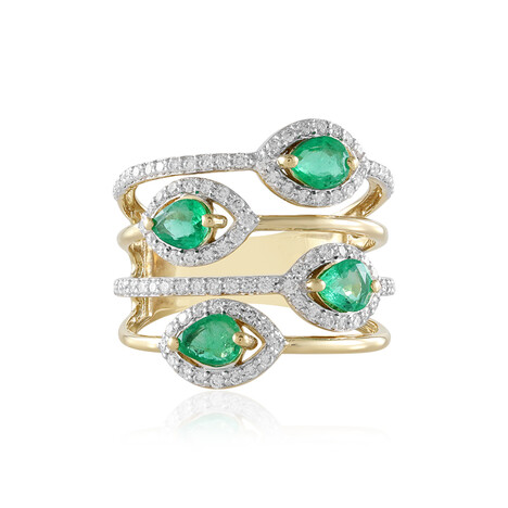 Gouden ring met Zambia-smaragdstenen (SUHANA)