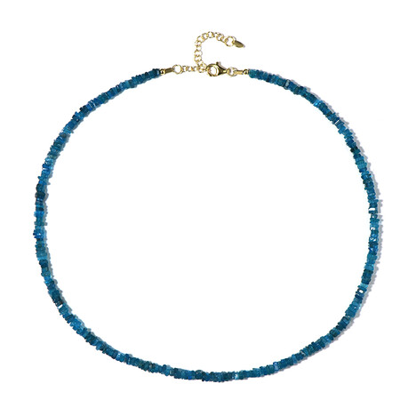 Neonblauer Apatit-Silberhalskette