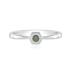 Zilveren ring met een I2 Groene Diamant