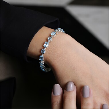 Sky Blue Topaz Silver Bracelet